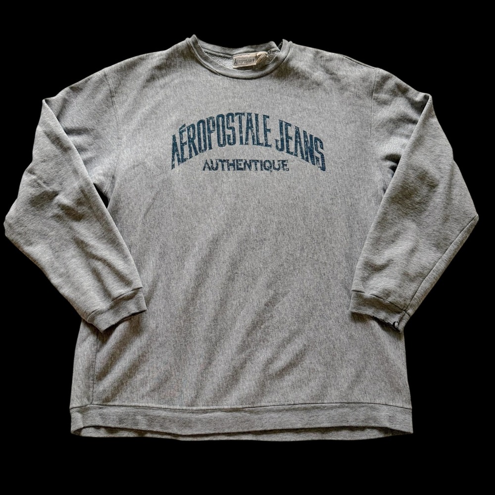 90's Aeropostale Jeans Authentique Sweatshirt Med Gray Crewneck Pullover USA
